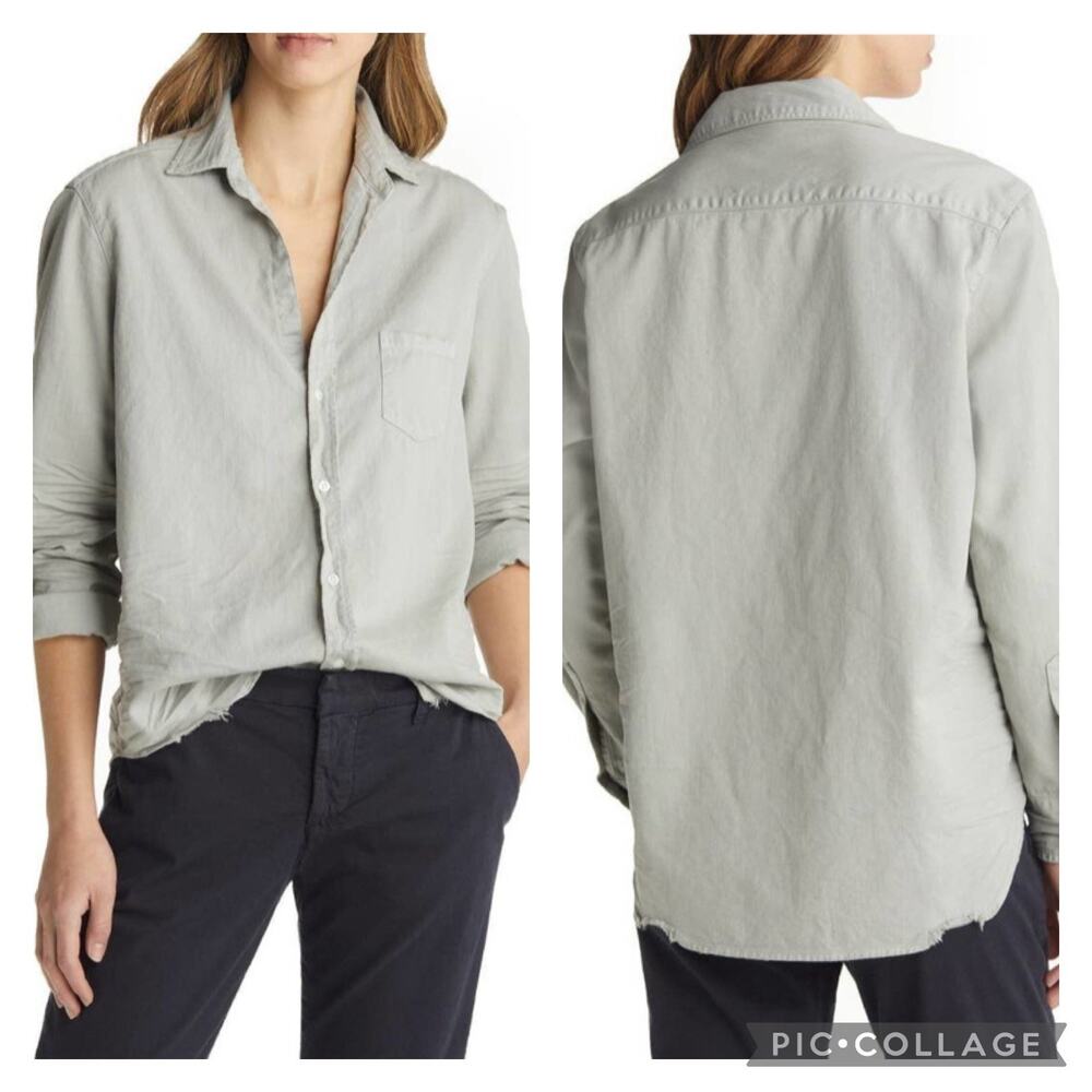 Frank Eileen Gray Barry Raw Edge Shirt Size Medium